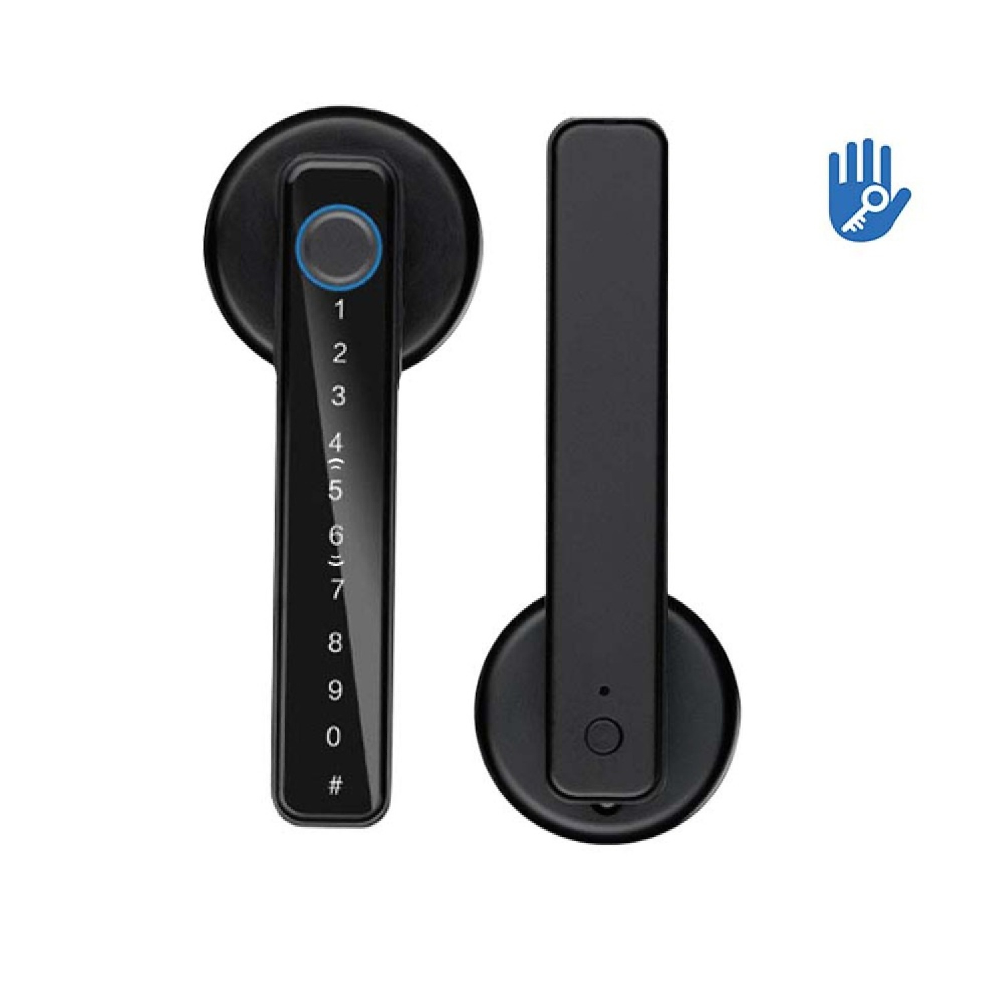 BlackTeck Fingerprint Biometric Smart Door Handle — 6.3in., Matte Black, Model# N2-25A1BK